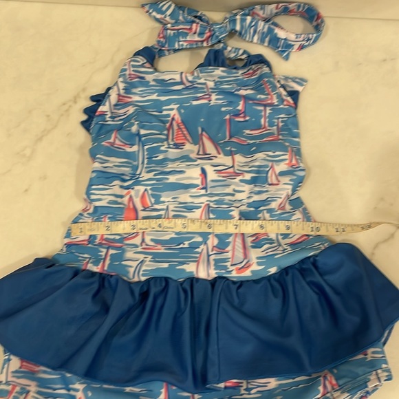 Navy Sailboat Print Girl Swim no size (kids M) - Picture 9 of 11